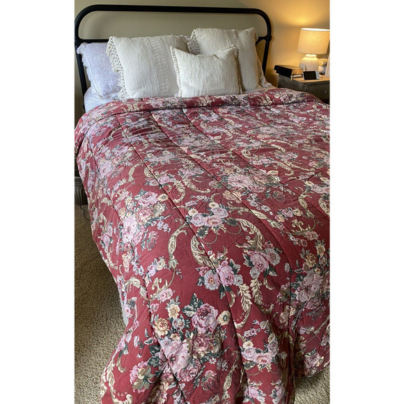Ralph Lauren Danielle Marseilles Full Queen Comforter Country Red Roses Floral - Picture 7 of 10